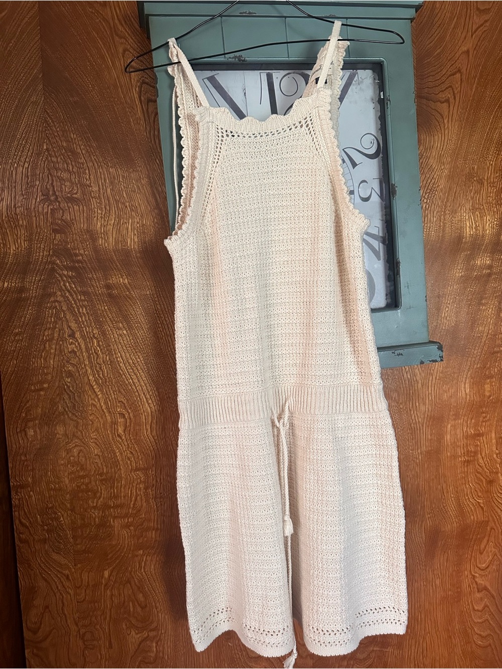 Universal Thread Cream Crochet Knit Jumpsuit Romper